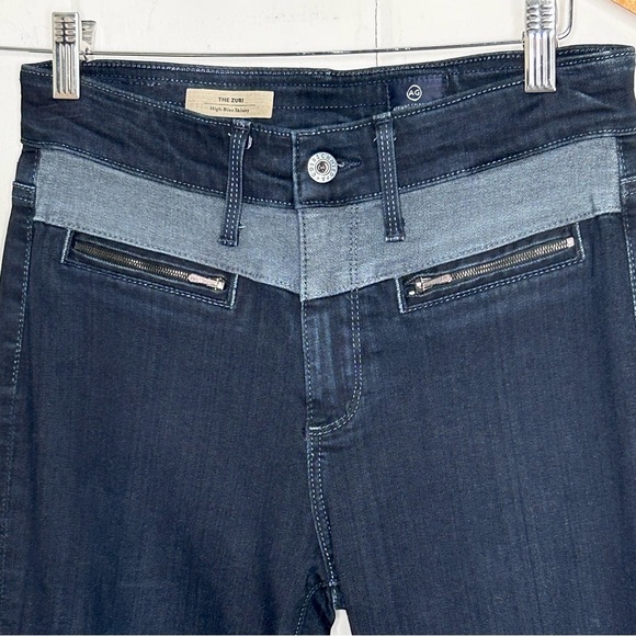 AG Adriano Goldschmied Zuri Moto Zipper High-Rise Skinny Blue Jeans Sz 27 New - Picture 7 of 16